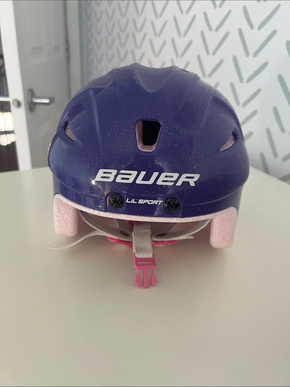 Bauer Kids Helmet in Sparkle Purple with Pink Details